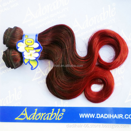 Adorable Factory hot sales 10"-14"  Brazilian Body Wave 6pcs    soft synthetic hair cheap high temperature hair weave
